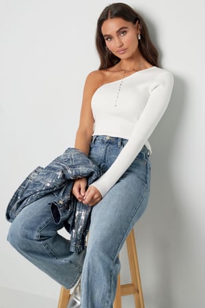 Warmes gestricktes One-Shoulder-Top – grün h5 Bild5